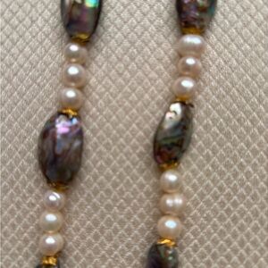 Elegant Pearl and Abalone Necklace